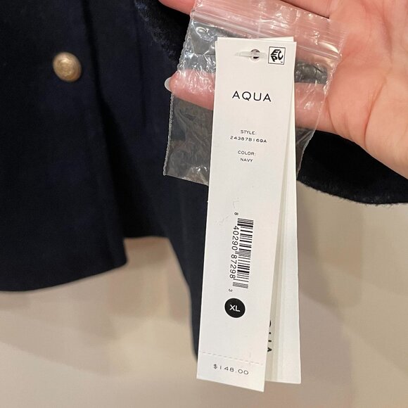 Last Chance! New Aqua Wool Blend Oversized Peacoat Navy Blue XL $148 - Picture 9 of 10